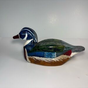 Handcrafted Wooden Duck Figurine - Multicolor 14”x‎ 6.5”